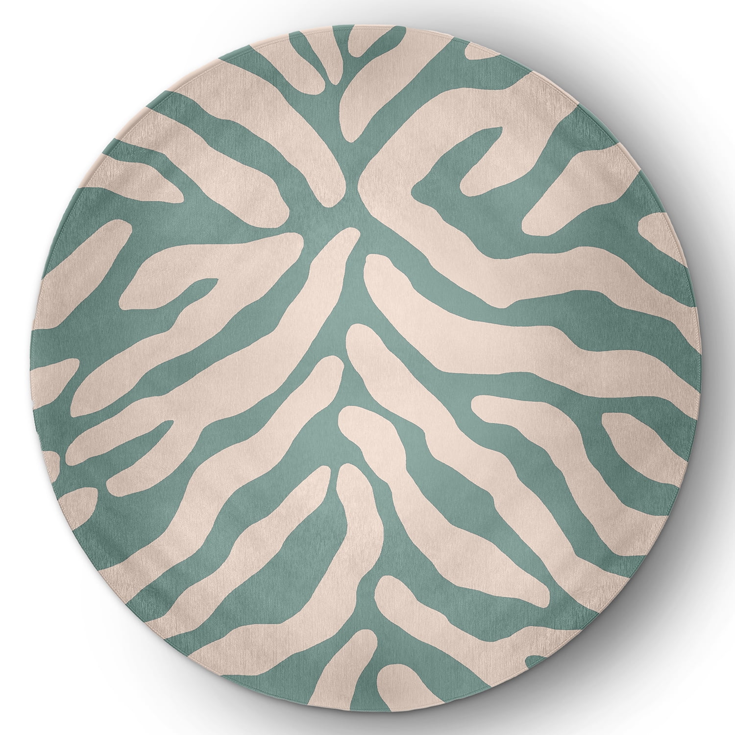 Simply Daisy 5' Round Eucalyptus Animal Stripe Spring Chenille Indoor/Outdoor Rug