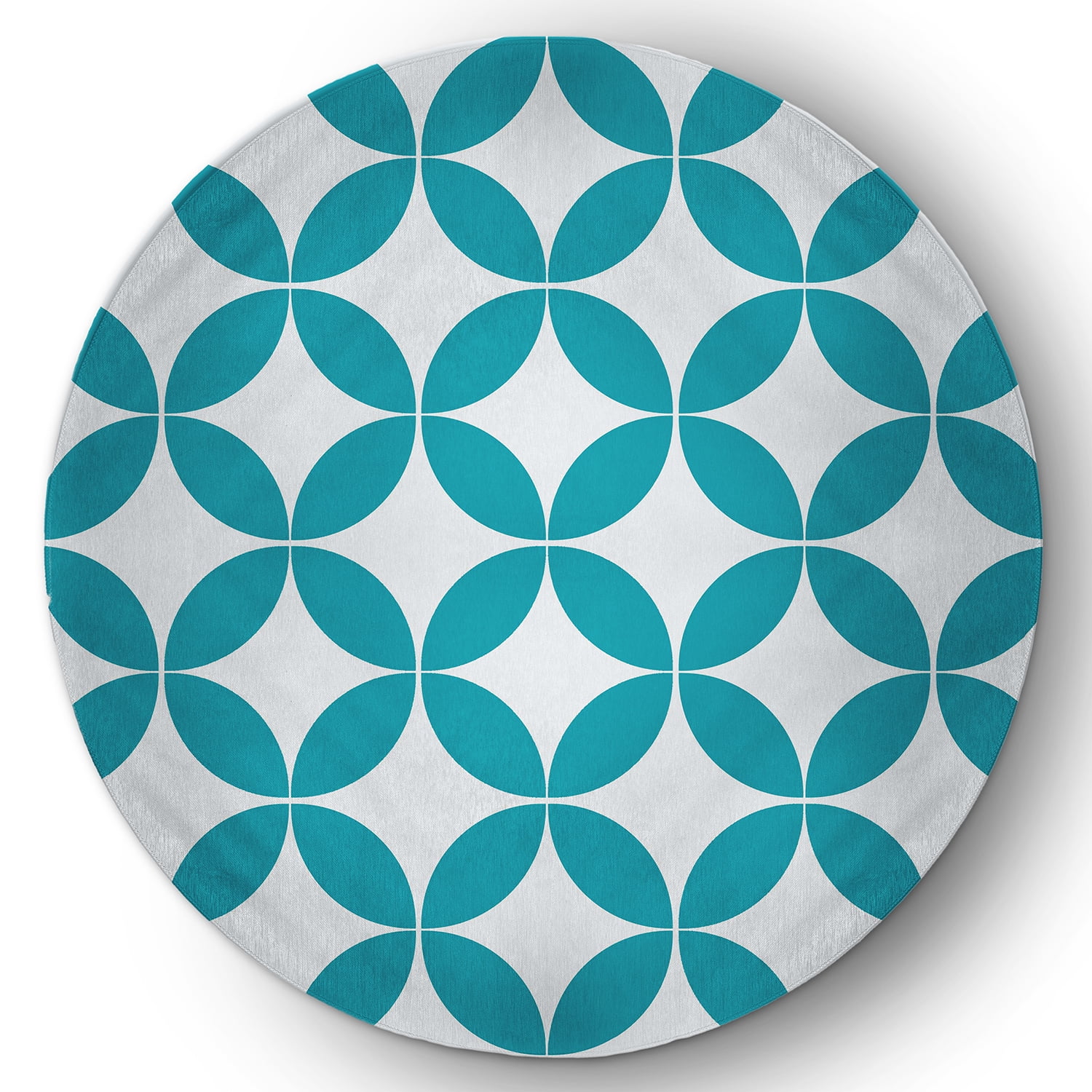 Simply Daisy 5' Round Explorer Blue Eye Opener Spring Chenille Indoor/Outdoor Rug
