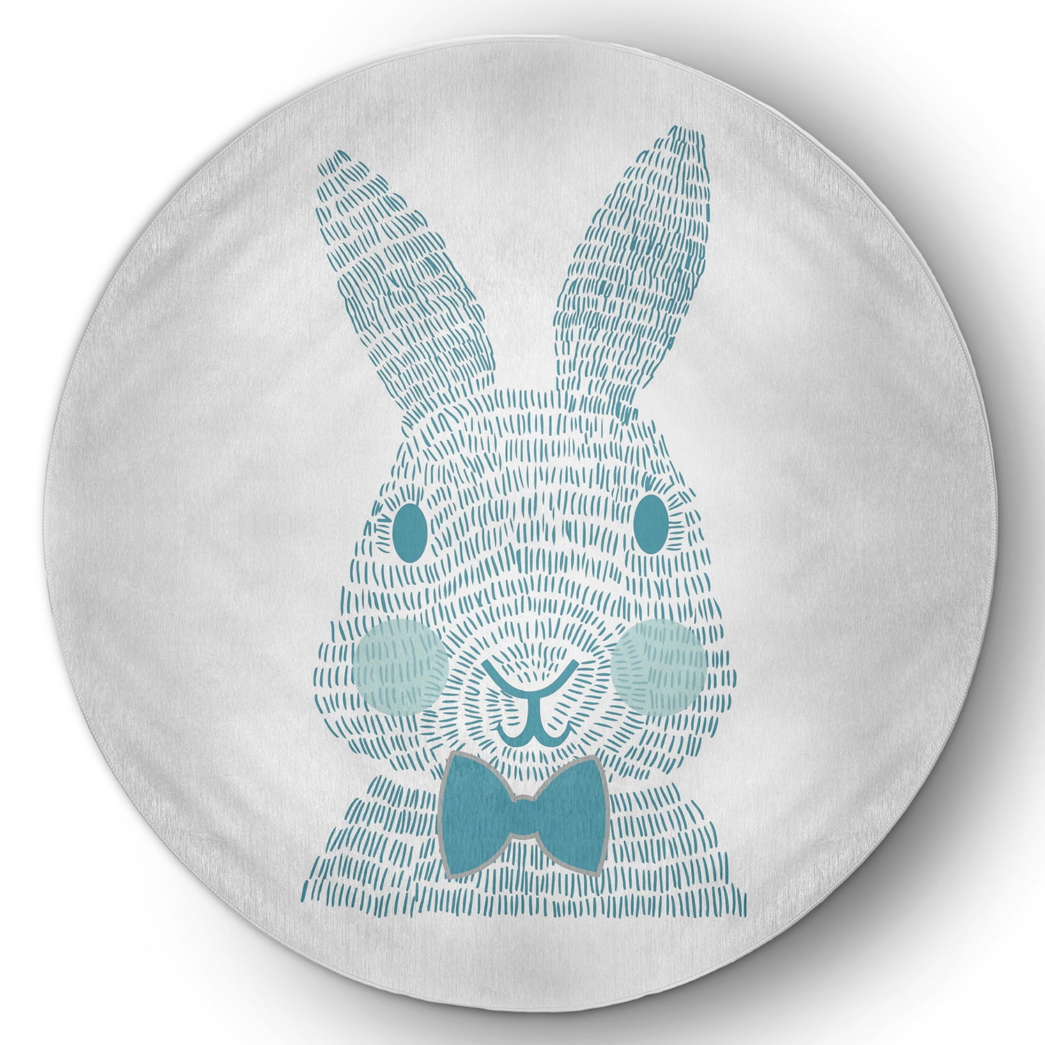 Simply Daisy 5' Round Explorer Blue Monochrome Bunny Easter Chenille Indoor/Outdoor Rug