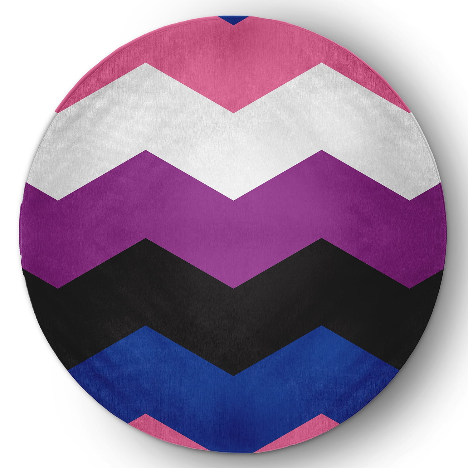 Simply Daisy 5' Round Genderfluid Chevron Genderfluid Chevron Chenille Indoor/Outdoor Rug