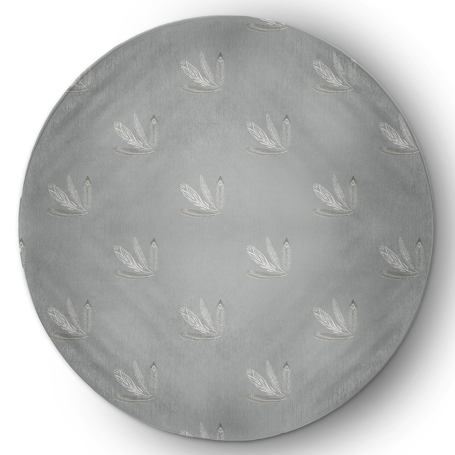Simply Daisy 5' Round Gray Feather Pattern Spring Chenille Indoor/Outdoor Rug
