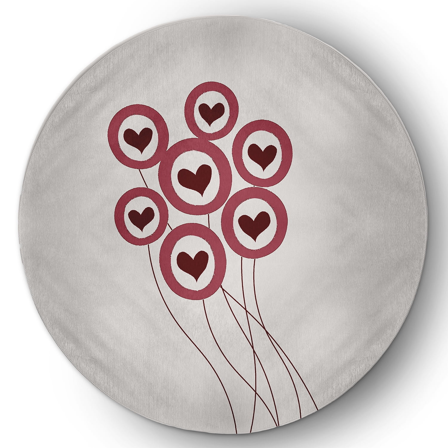 Simply Daisy 5' Round Gray Love is in the Air Valentines Chenille Indoor/Outdoor Rug