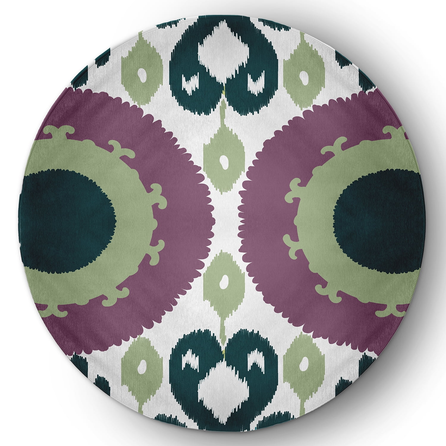Simply Daisy 5' Round Green Boho Chenille Indoor/Outdoor Rug