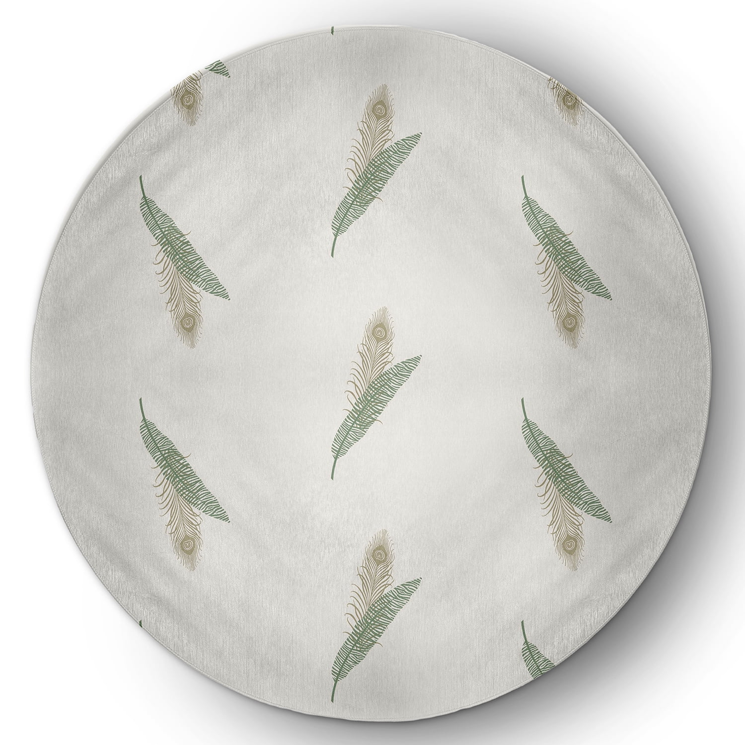 Simply Daisy 5' Round Green Feather Stripe Spring Chenille Indoor/Outdoor Rug