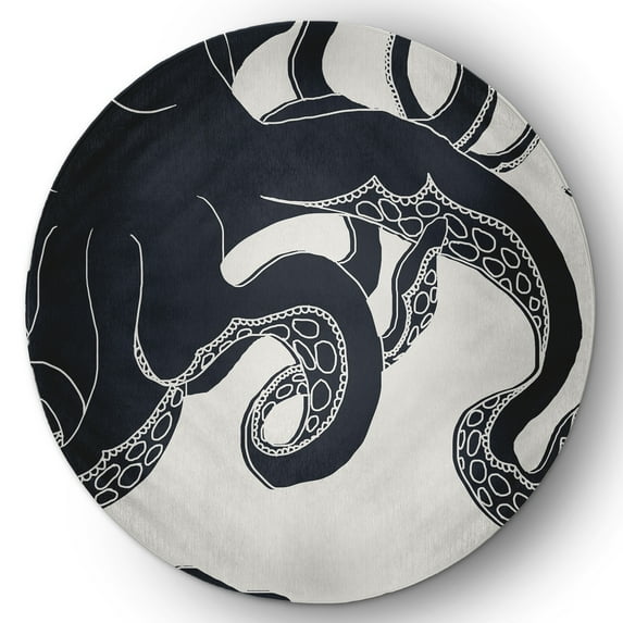 Simply Daisy 5' Round Gus Nautical Chenille Rug, Shark Blue