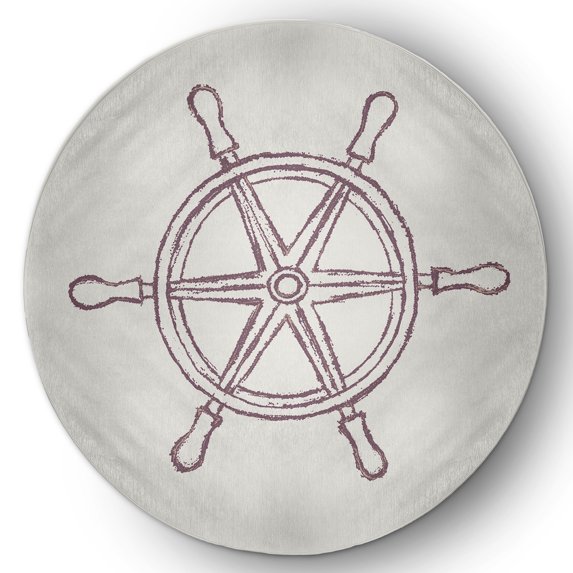 Simply Daisy 5' Round Large Ship Wheel Nautical Chenille Rug, Dusty Purple