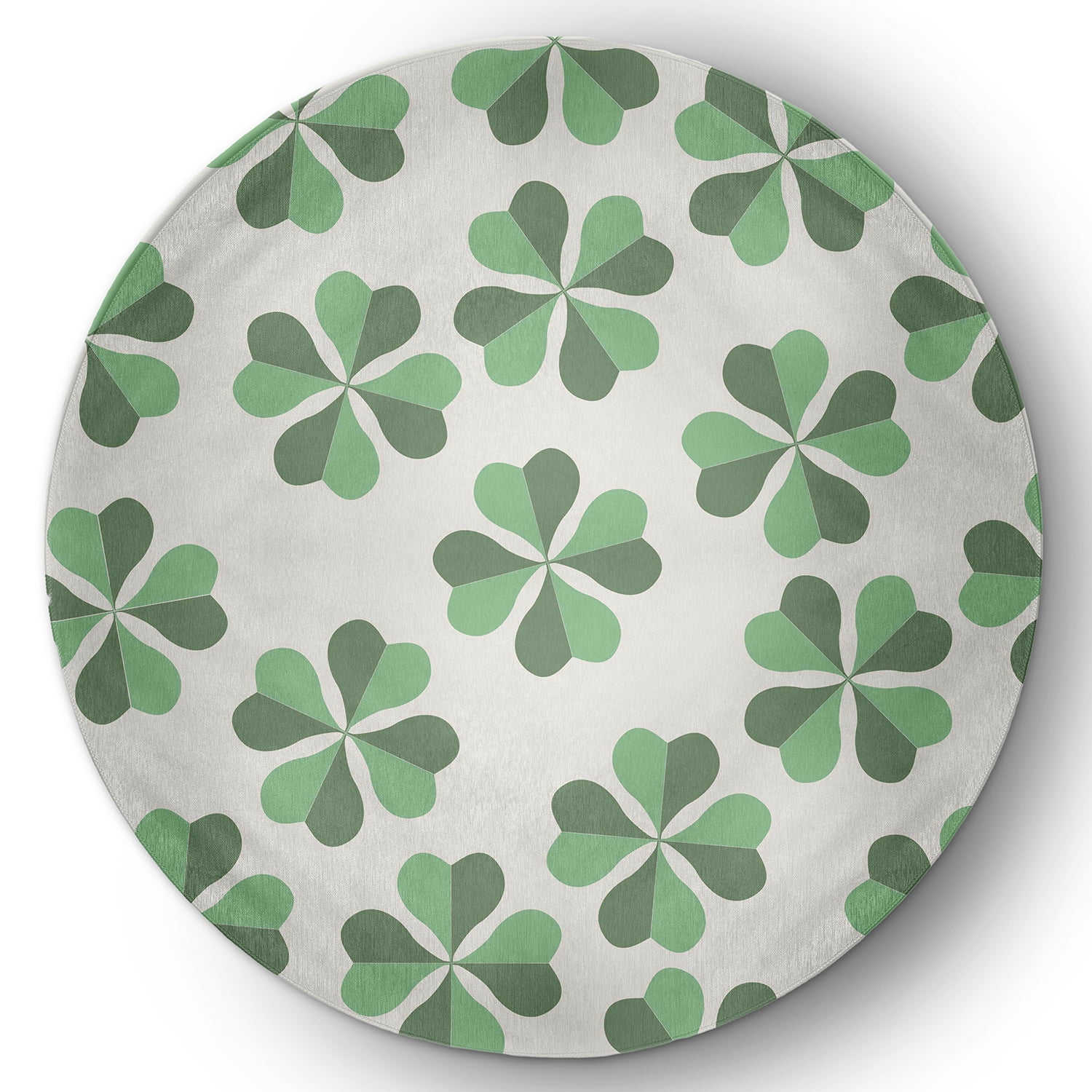 Simply Daisy 5' Round Laurel Tree Green Lucky Patch St. Patrick's Day Chenille Indoor/Outdoor Rug