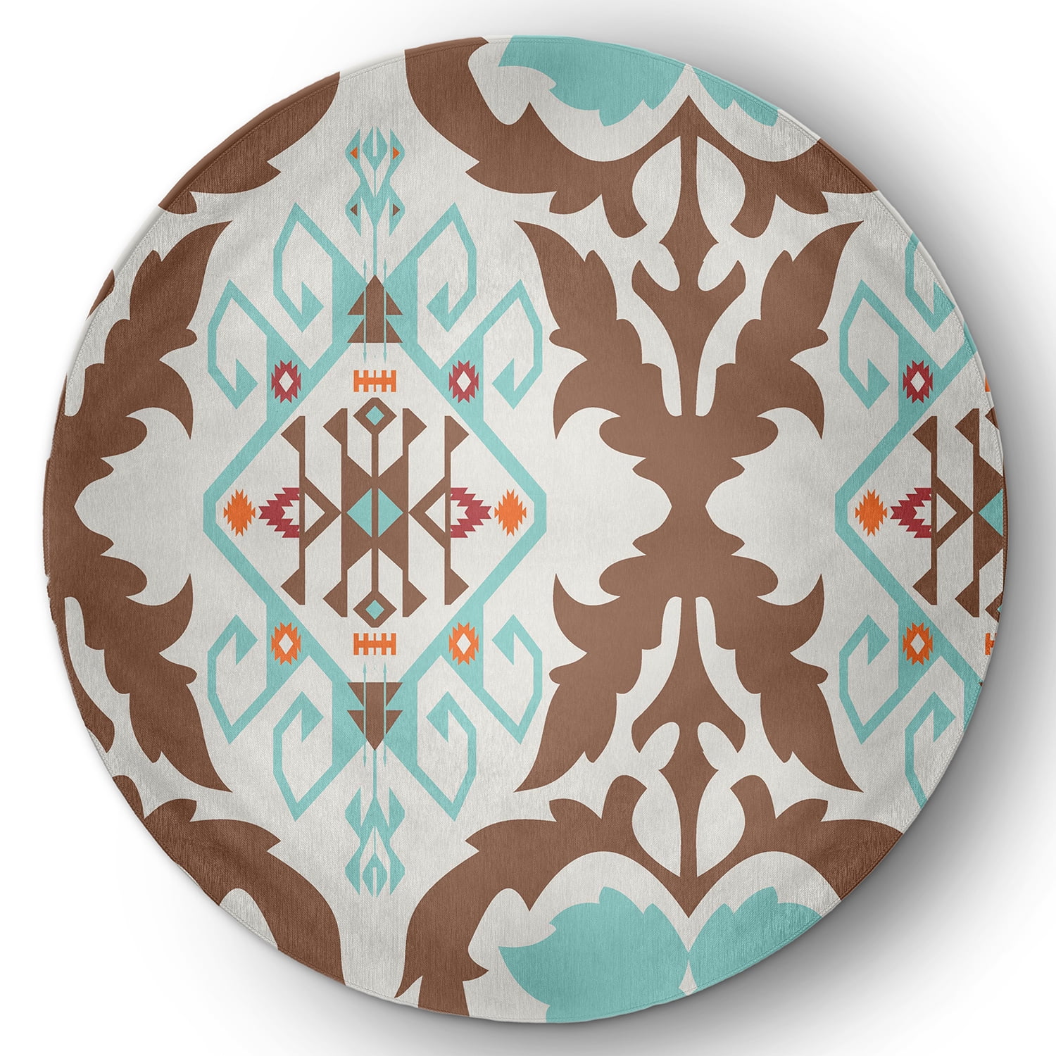 Simply Daisy 5' Round Light Blue Bombay Medallion Spring Chenille Indoor/Outdoor Rug