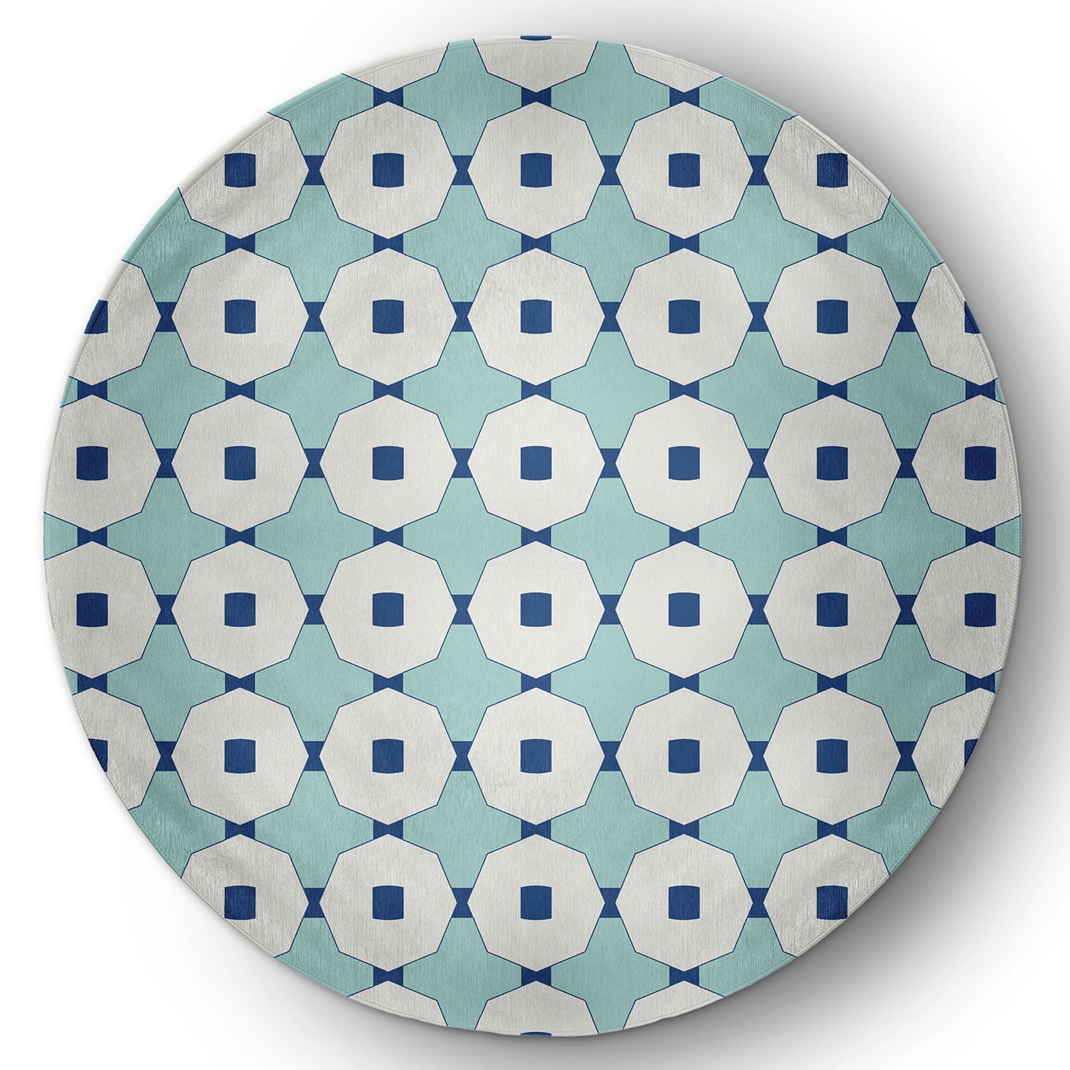Simply Daisy 5' Round Light Blue Button Up Spring Chenille Indoor/Outdoor Rug