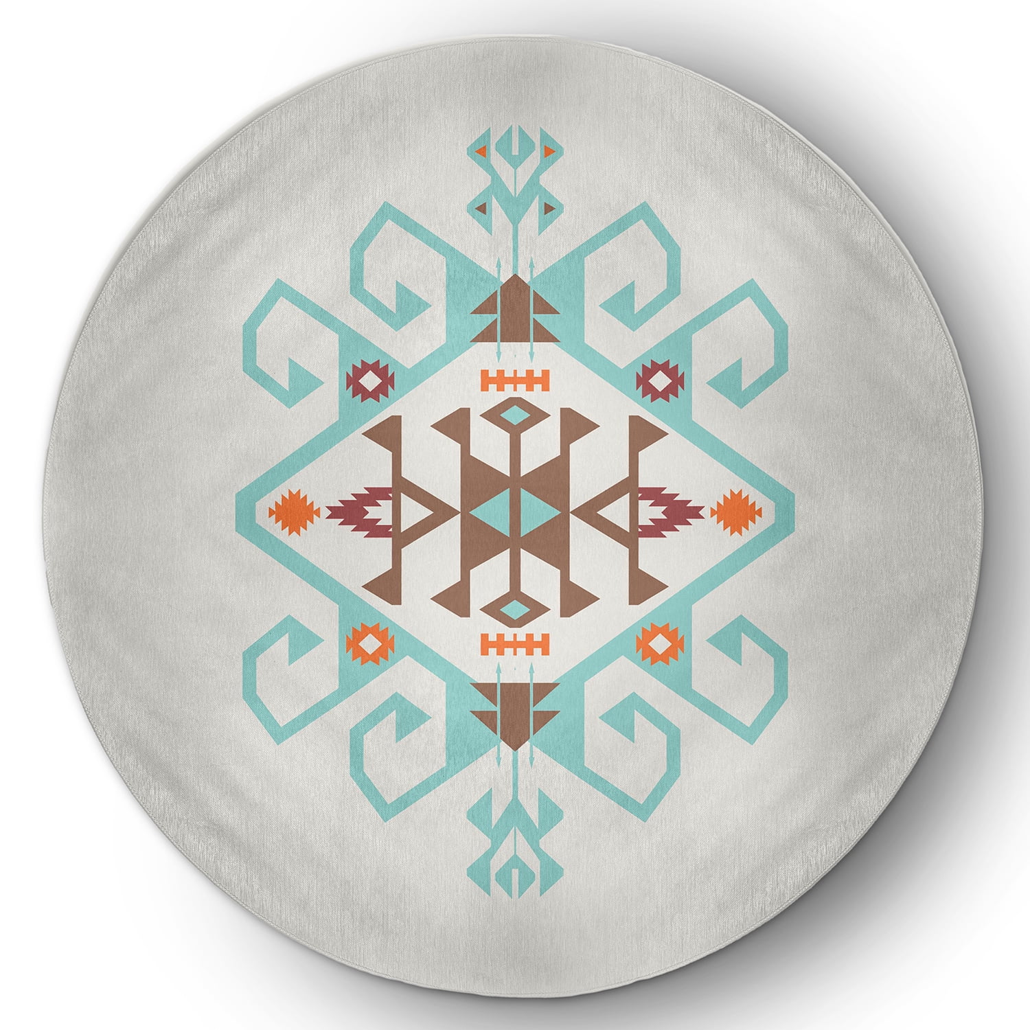 Simply Daisy 5' Round Light Blue Southwest Medallion Spring Chenille Indoor/Outdoor Rug