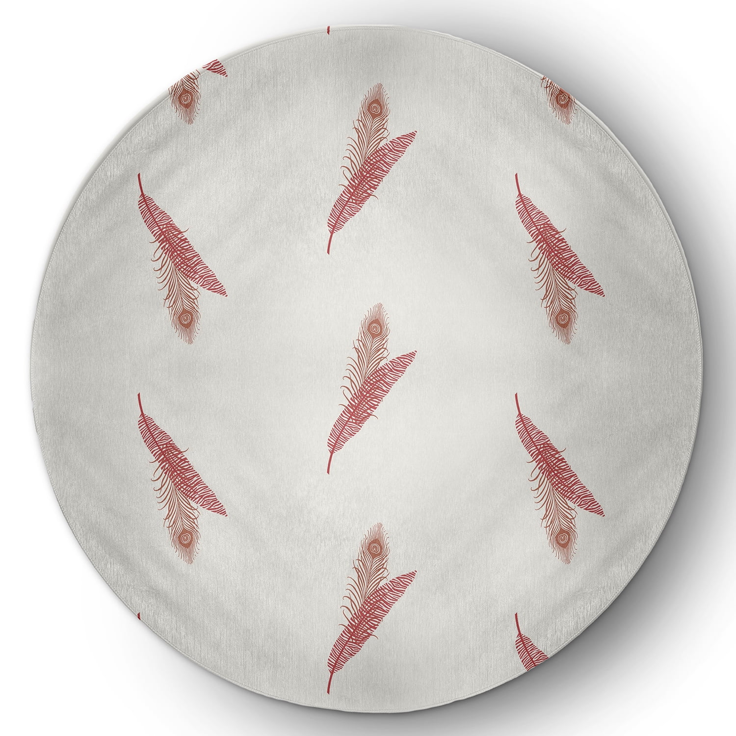 Simply Daisy 5' Round Ligonberry Red Feather Stripe Spring Chenille Indoor/Outdoor Rug
