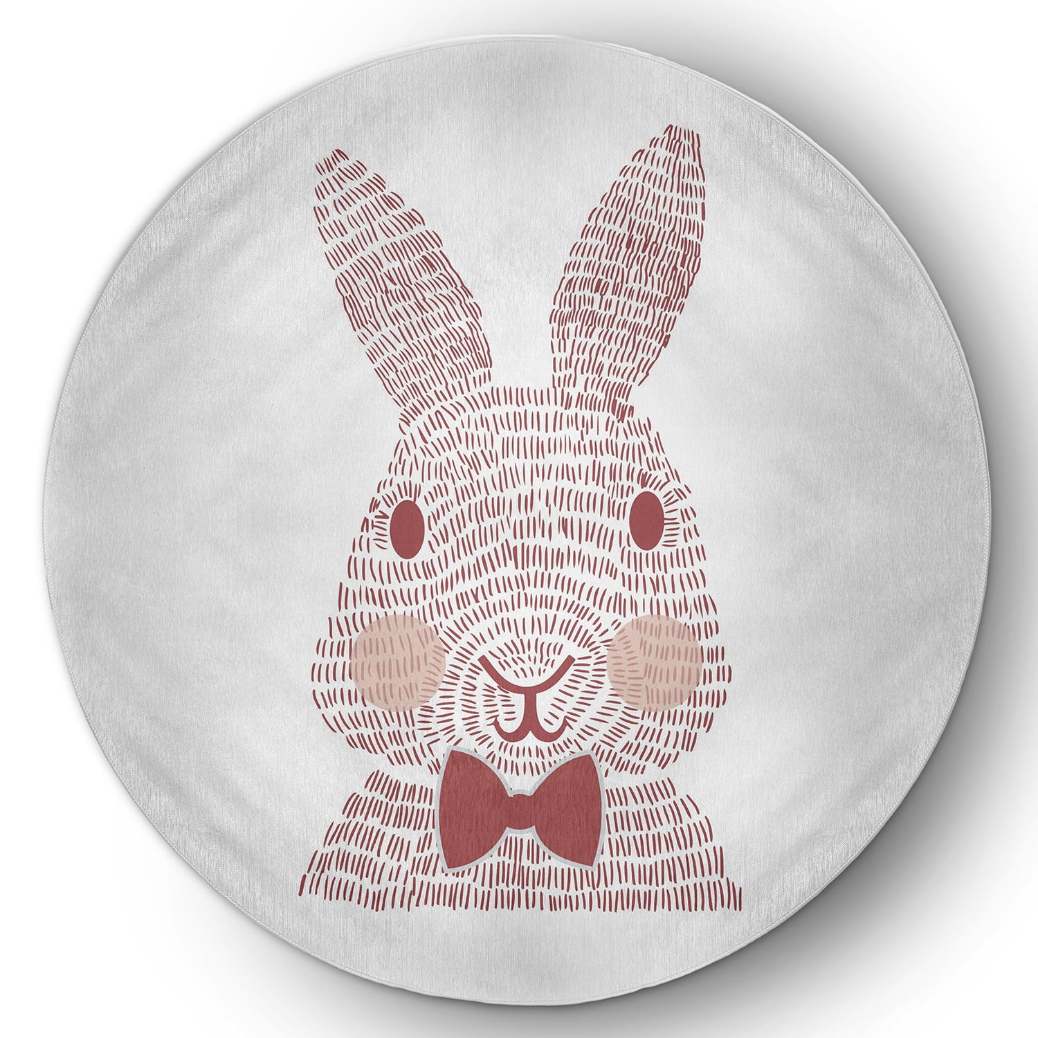 Simply Daisy 5' Round Ligonberry Red Monochrome Bunny Easter Chenille Indoor/Outdoor Rug