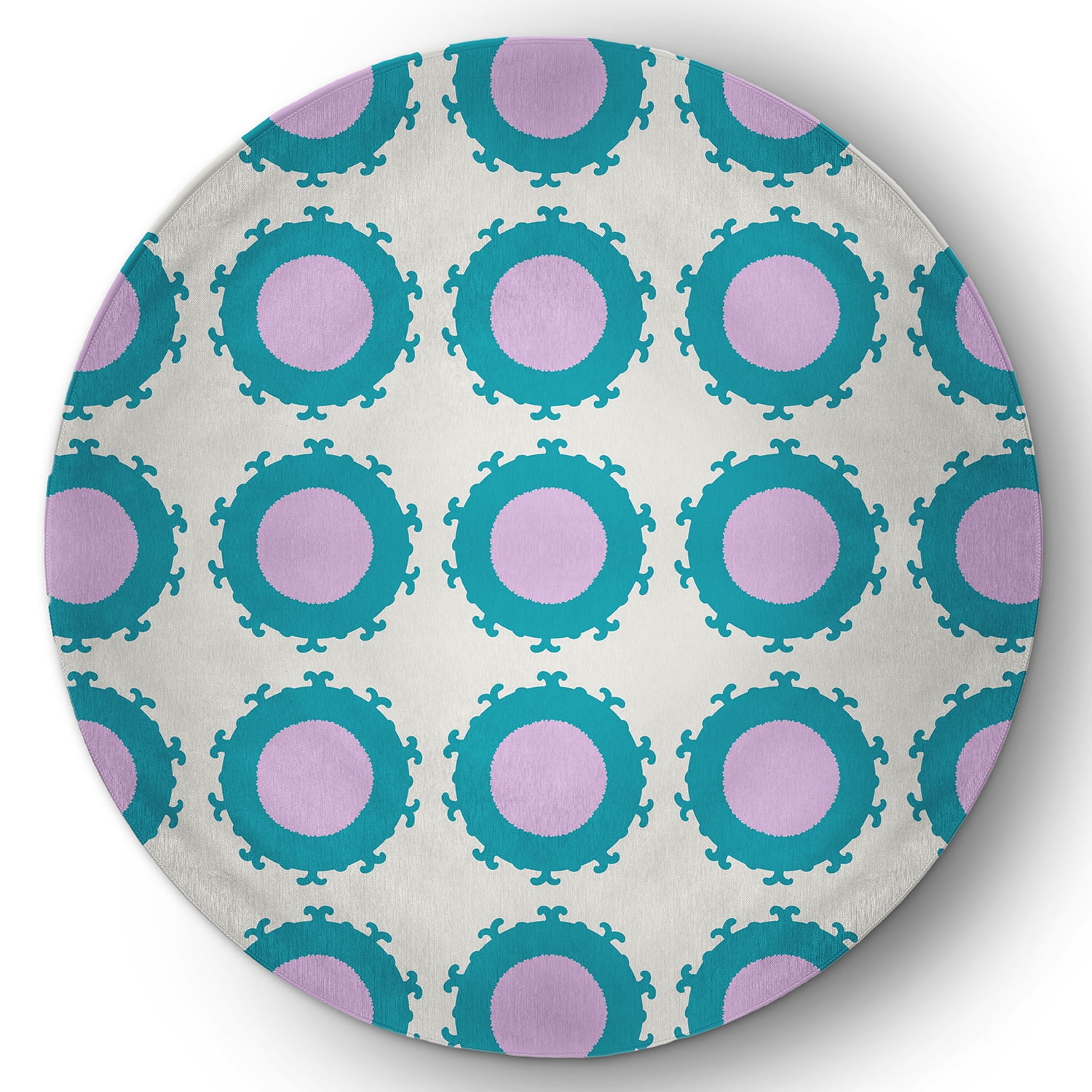 Simply Daisy 5' Round Lilac Pan Bubbles Spring Chenille Indoor/Outdoor Rug