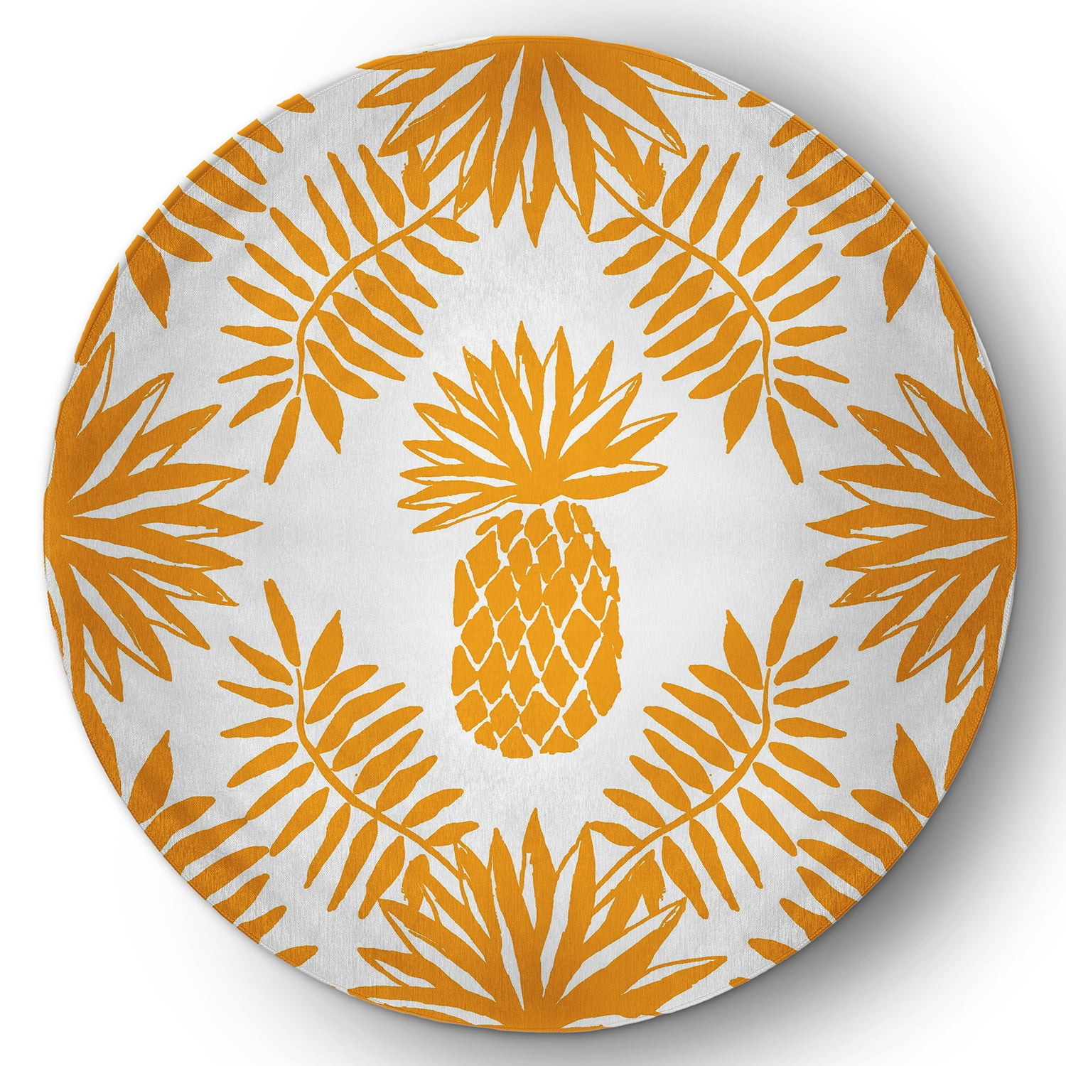 Simply Daisy 5' Round Mango Pineapple Leaves Spring Chenille Indoor/Outdoor Rug