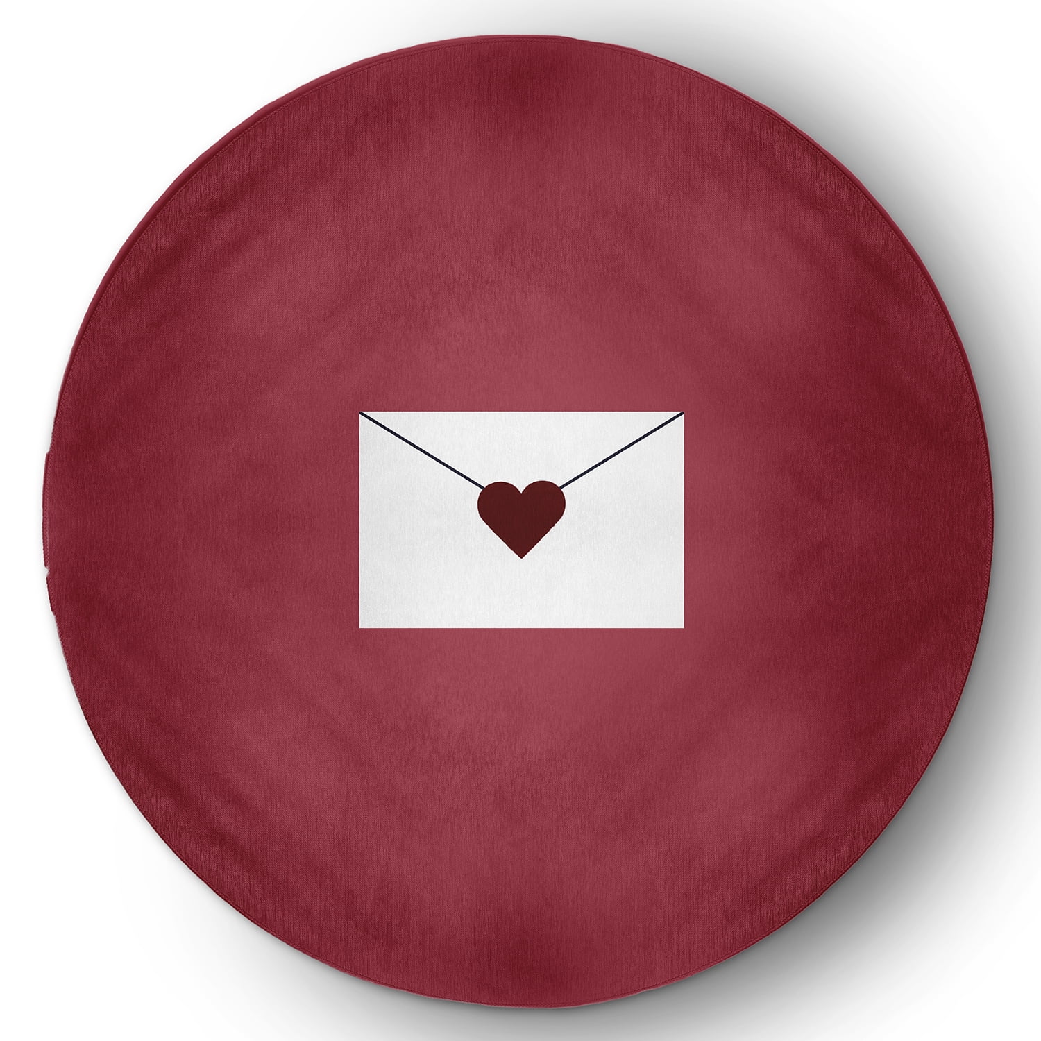 Simply Daisy 5' Round Maroon Love Letter Valentines Chenille Indoor/Outdoor Rug
