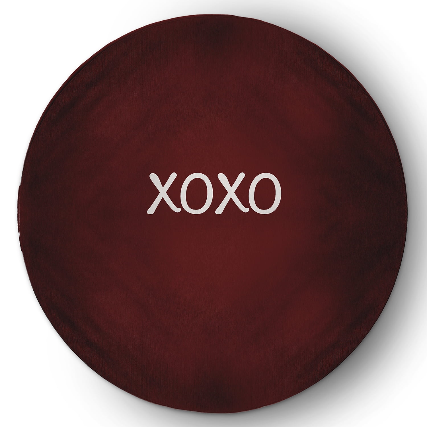 Simply Daisy 5' Round Maroon XOXO Valentines Chenille Indoor/Outdoor Rug