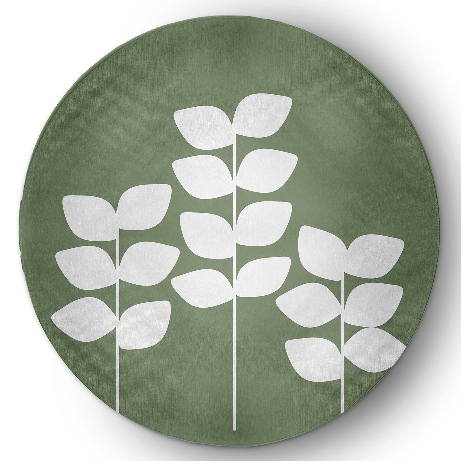 Simply Daisy 5' Round Muted Green Simple Stems Spring Chenille Indoor/Outdoor Rug