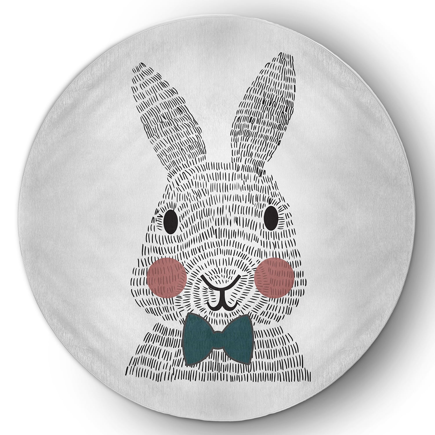 Simply Daisy 5' Round Ocean Abyss Green Bow-tie Bunny Easter Chenille Indoor/Outdoor Rug