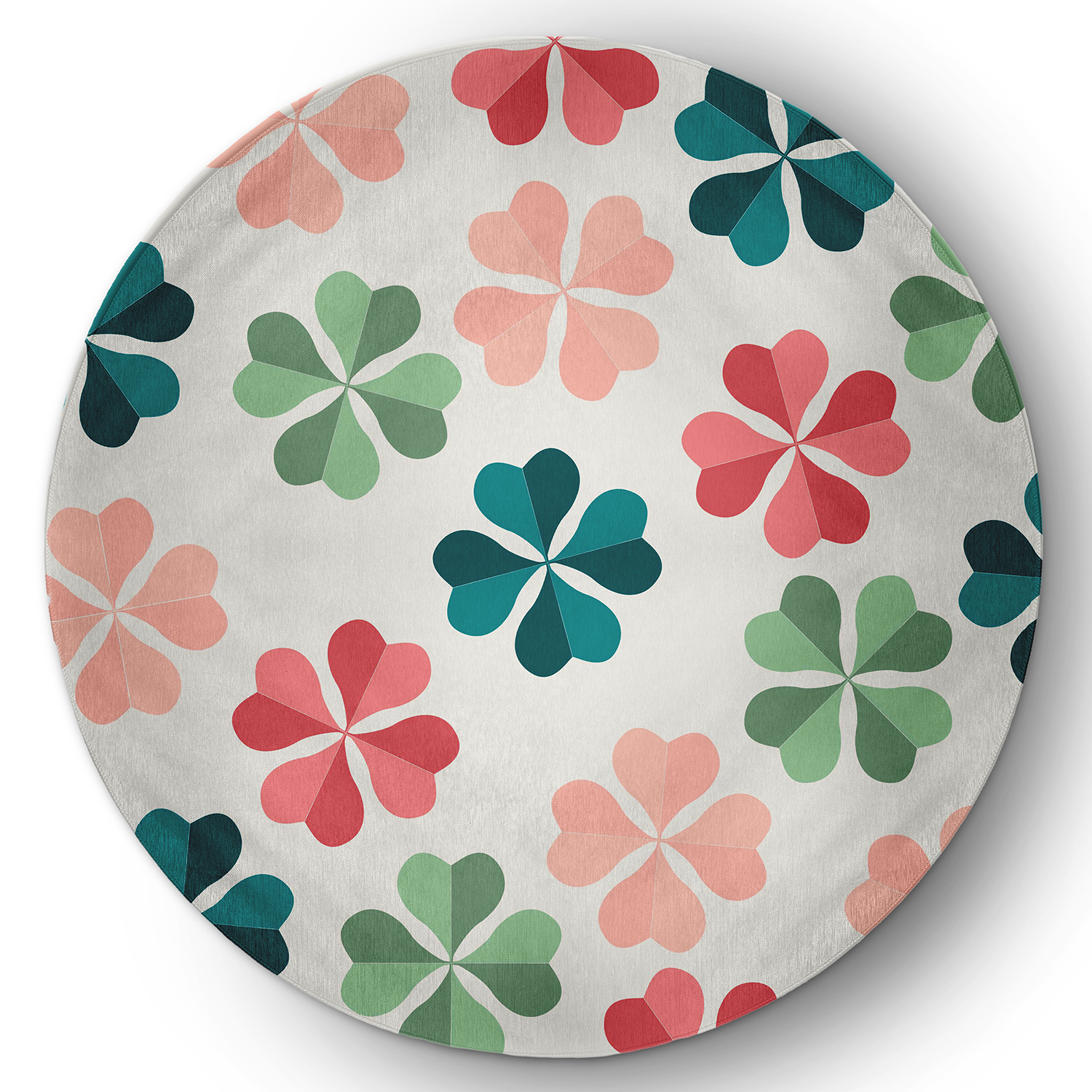 Simply Daisy 5' Round Ocean Abyss Green Lucky Patch St. Patrick's Day Chenille Indoor/Outdoor Rug