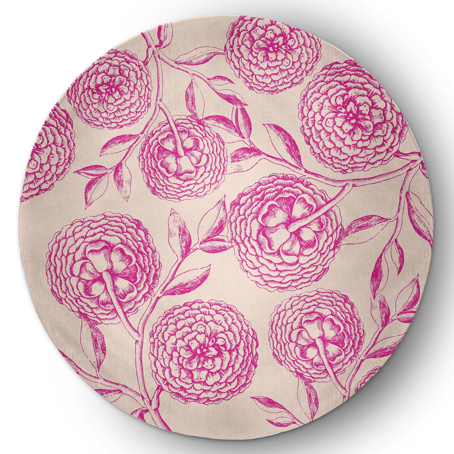 Simply Daisy 5' Round Orchid Antique Flowers Spring Chenille Indoor/Outdoor Rug