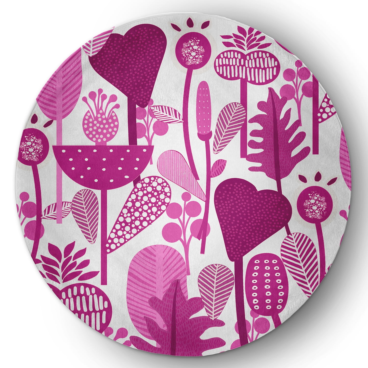 Simply Daisy 5' Round Orchid Flower Forest Spring Chenille Indoor/Outdoor Rug