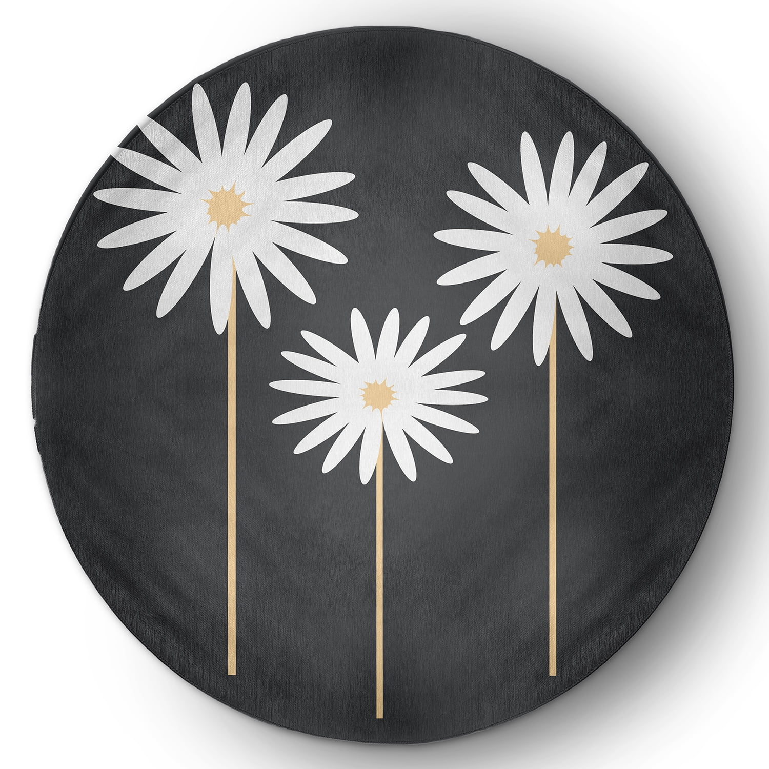 Simply Daisy 5' Round Pepper Floral Print Spring Chenille Indoor/Outdoor Rug