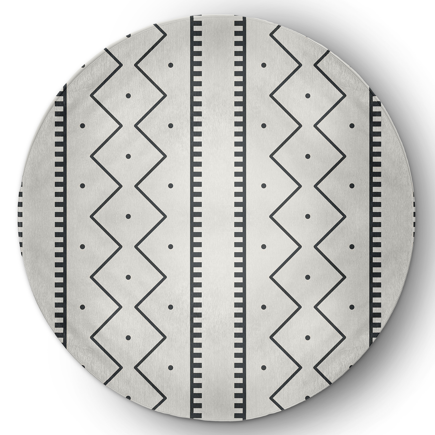 Simply Daisy 5' Round Pepper Mudcloth Spring Chenille Indoor/Outdoor Rug