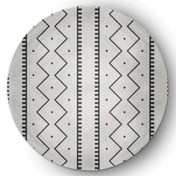 Simply Daisy 5' Round Pepper Mudcloth Spring Chenille Indoor/Outdoor Rug