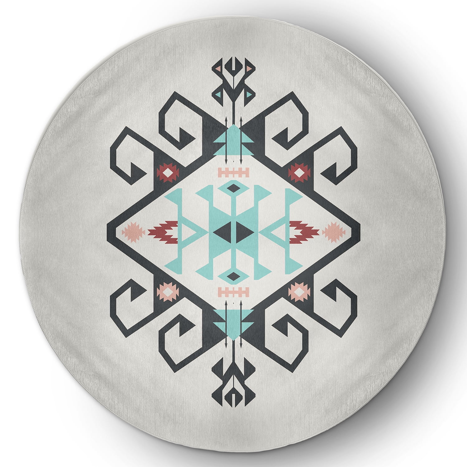 Simply Daisy 5' Round Pepper Southwest Medallion Spring Chenille Indoor/Outdoor Rug