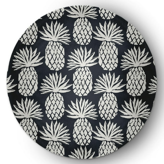 Simply Daisy 5' Round Pineapple Pattern Chenille Rug, Shark Blue