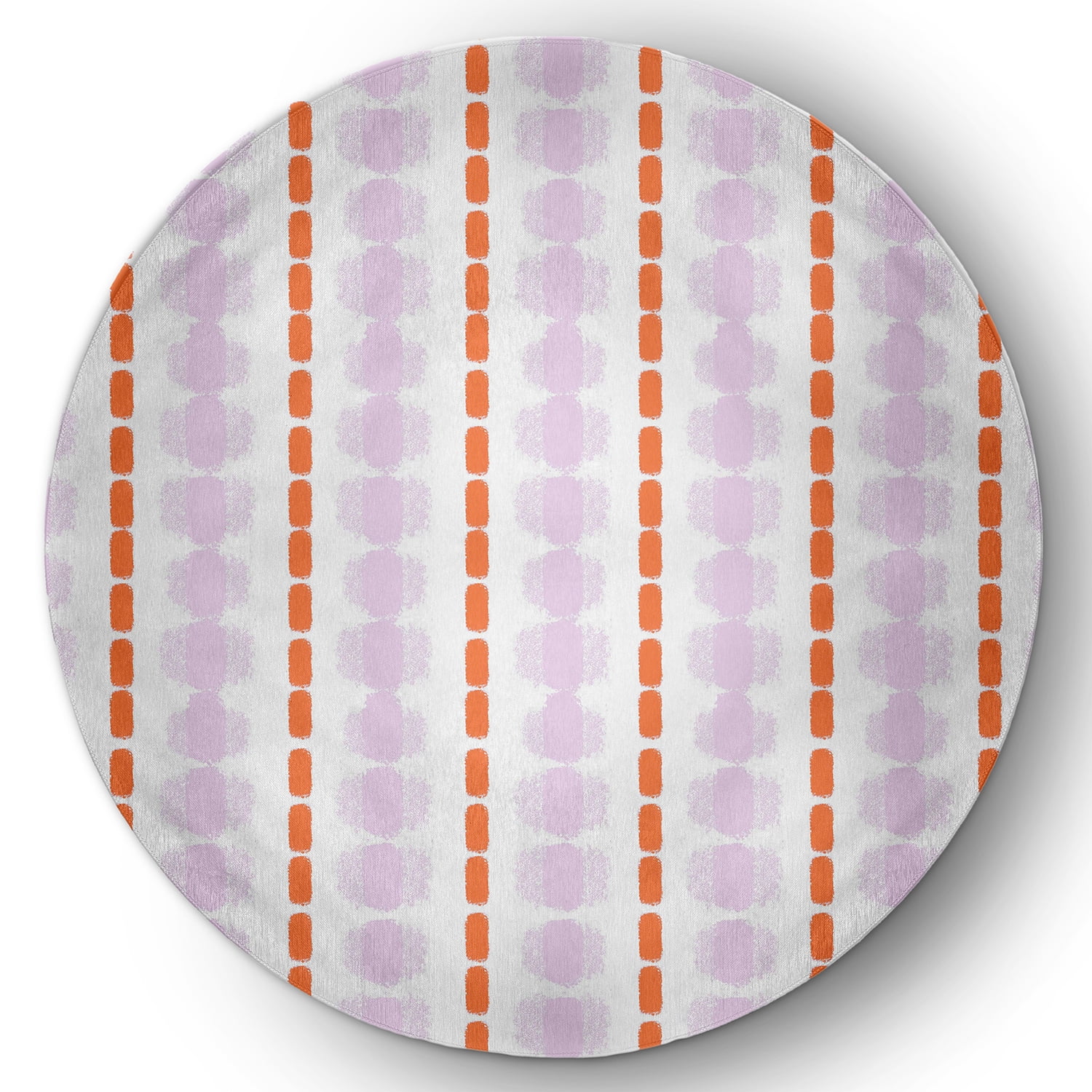 Simply Daisy 5' Round Purple-Orange Watercolor Stripe Spring Chenille Indoor/Outdoor Rug
