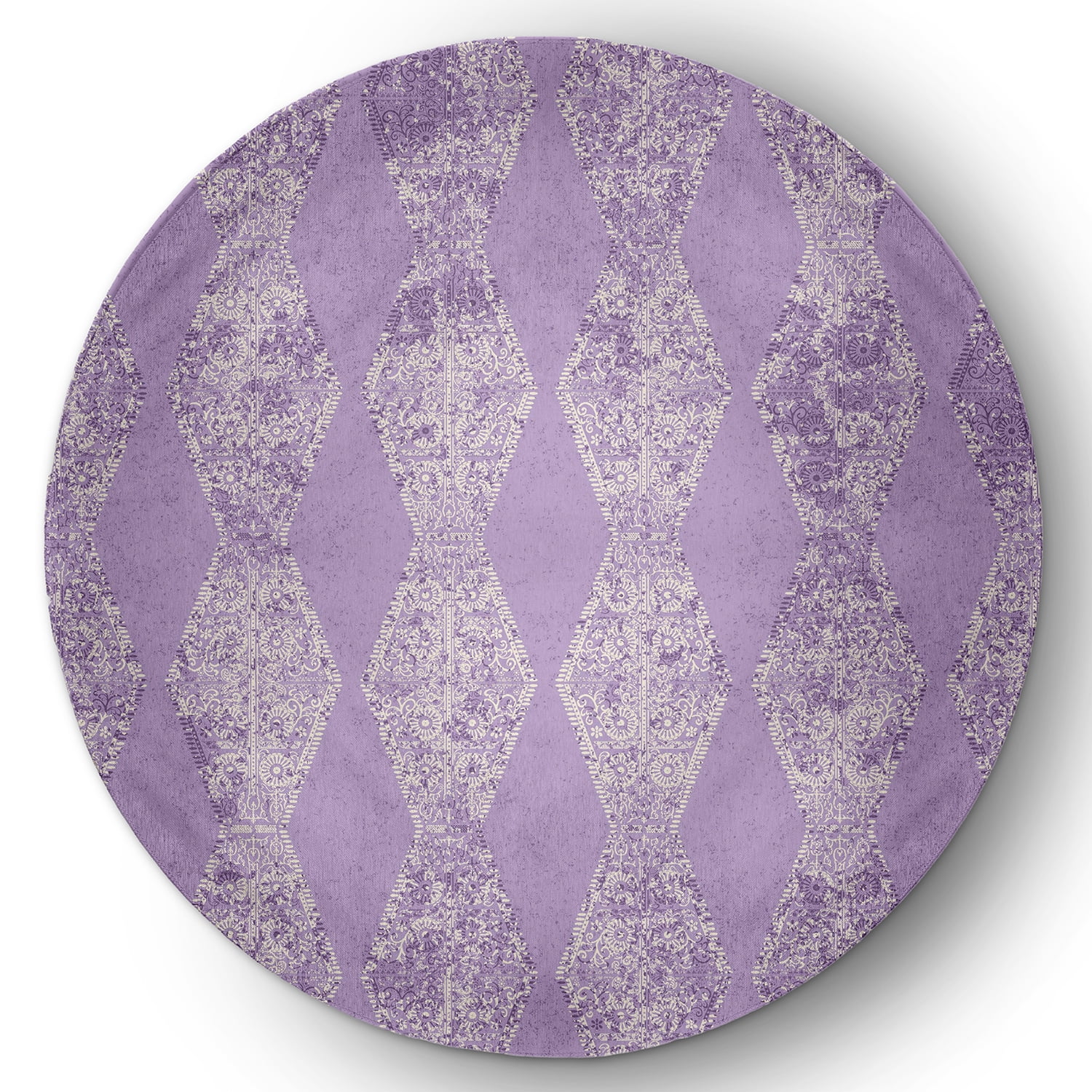 Simply Daisy 5' Round Purple Pyramid Stripe Chenille Indoor/Outdoor Rug