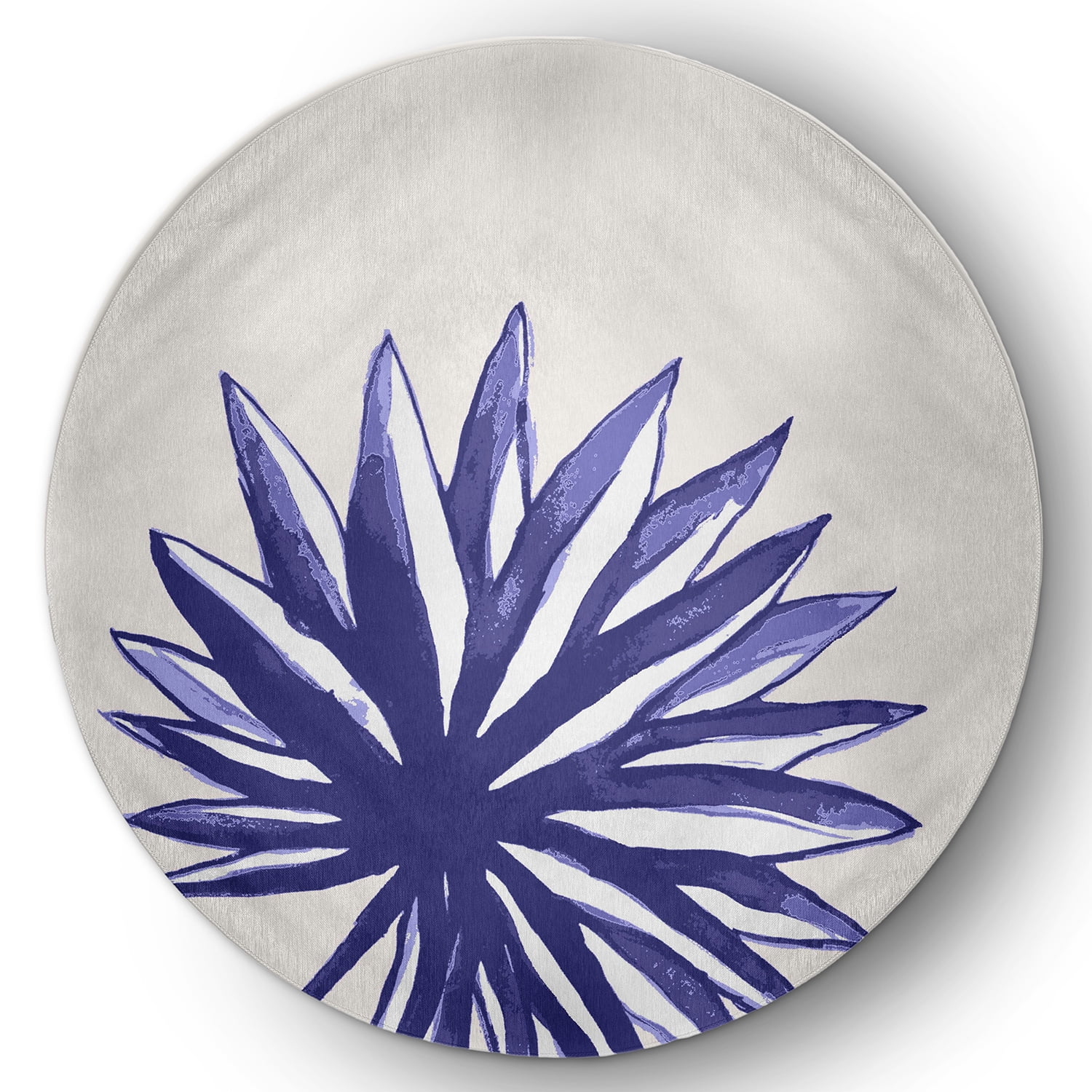 Simply Daisy 5' Round Purple Spiky Flower Spring Chenille Indoor/Outdoor Rug