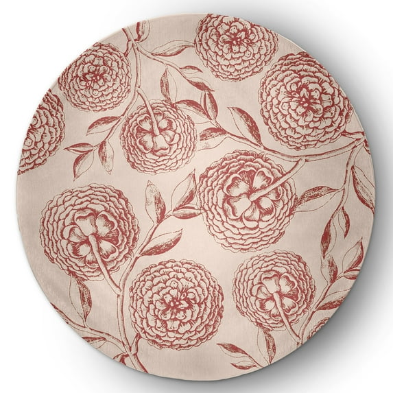 Simply Daisy 5' Round Red Antique Flowers Spring Chenille Indoor/Outdoor Rug