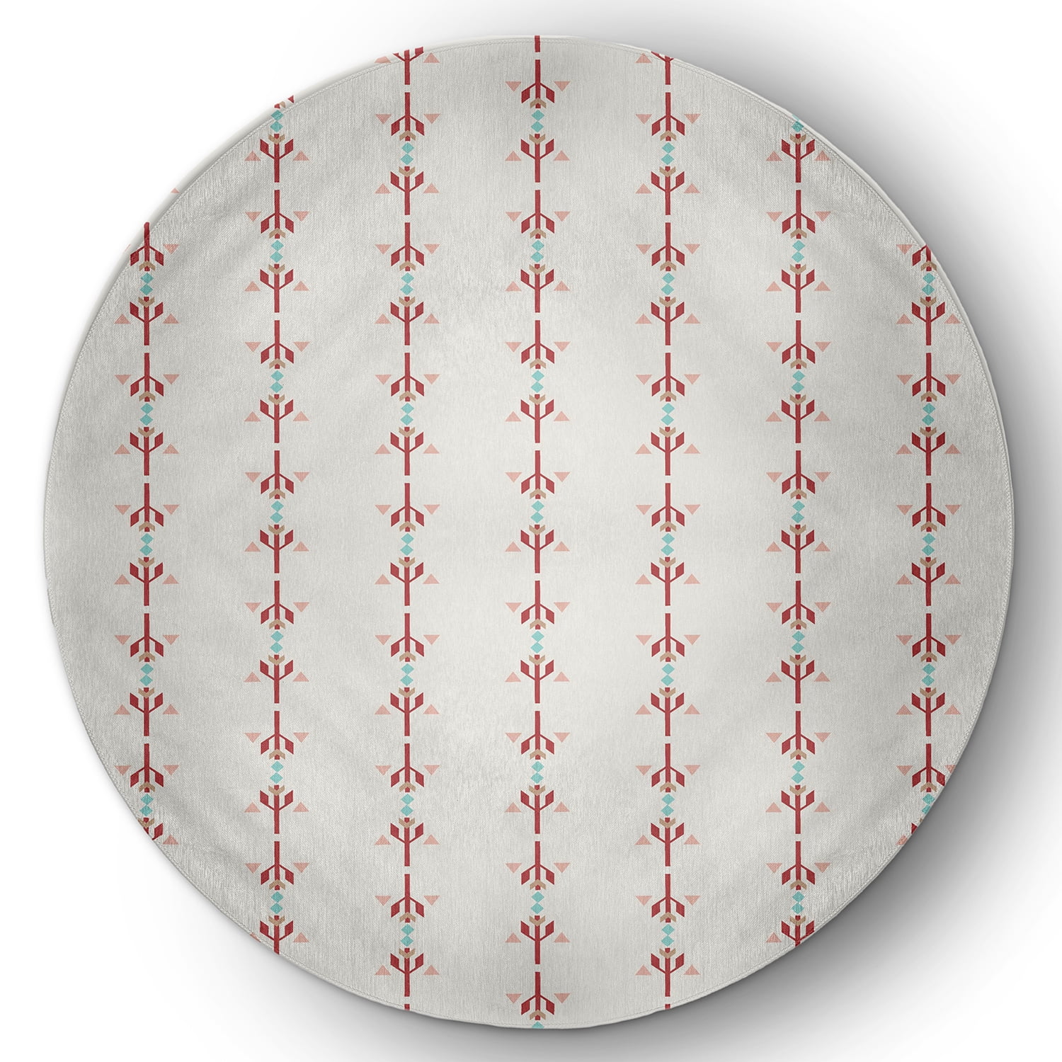 Simply Daisy 5' Round Red Jodhpur Stripe Spring Chenille Indoor/Outdoor Rug