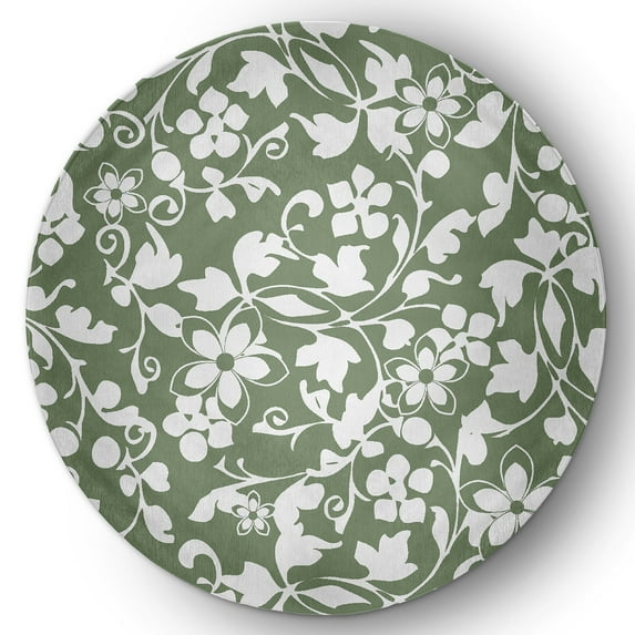 Simply Daisy 5' Round Sage Evelyn Spring Chenille Indoor/Outdoor Rug