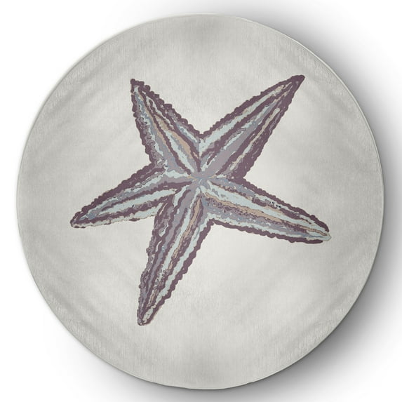 Simply Daisy 5' Round Starfish Nautical Chenille Rug, Dusty Purple