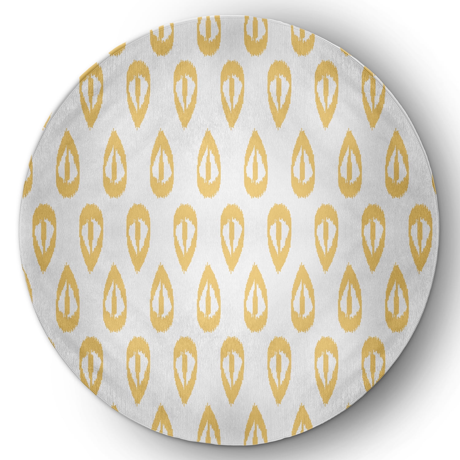 Simply Daisy 5' Round Sunshine Yellow Ikat Tears Chenille Indoor/Outdoor Rug