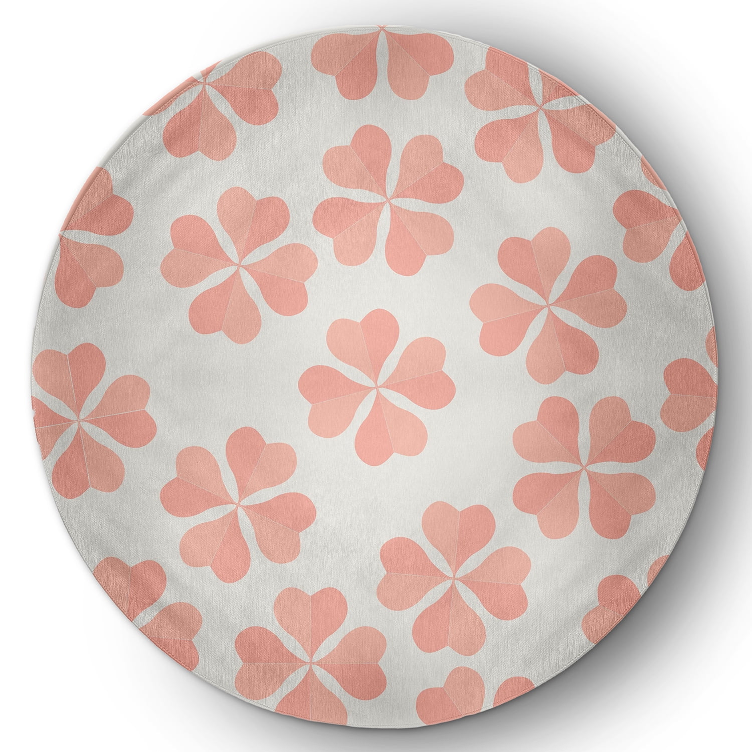 Simply Daisy 5' Round Sunwashed Red Lucky Patch St. Patrick's Day Chenille Indoor/Outdoor Rug