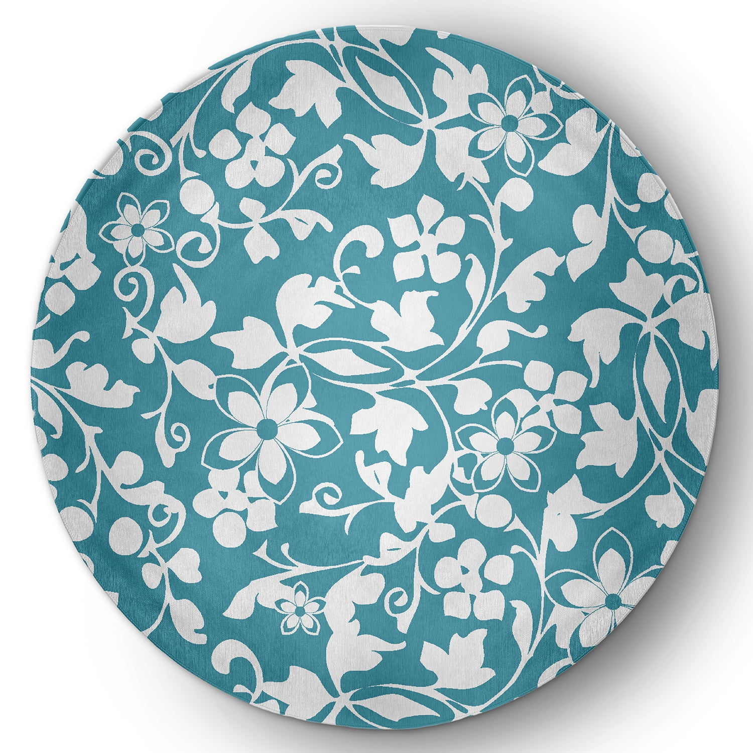 Simply Daisy 5' Round Turquoise Evelyn Spring Chenille Indoor/Outdoor Rug