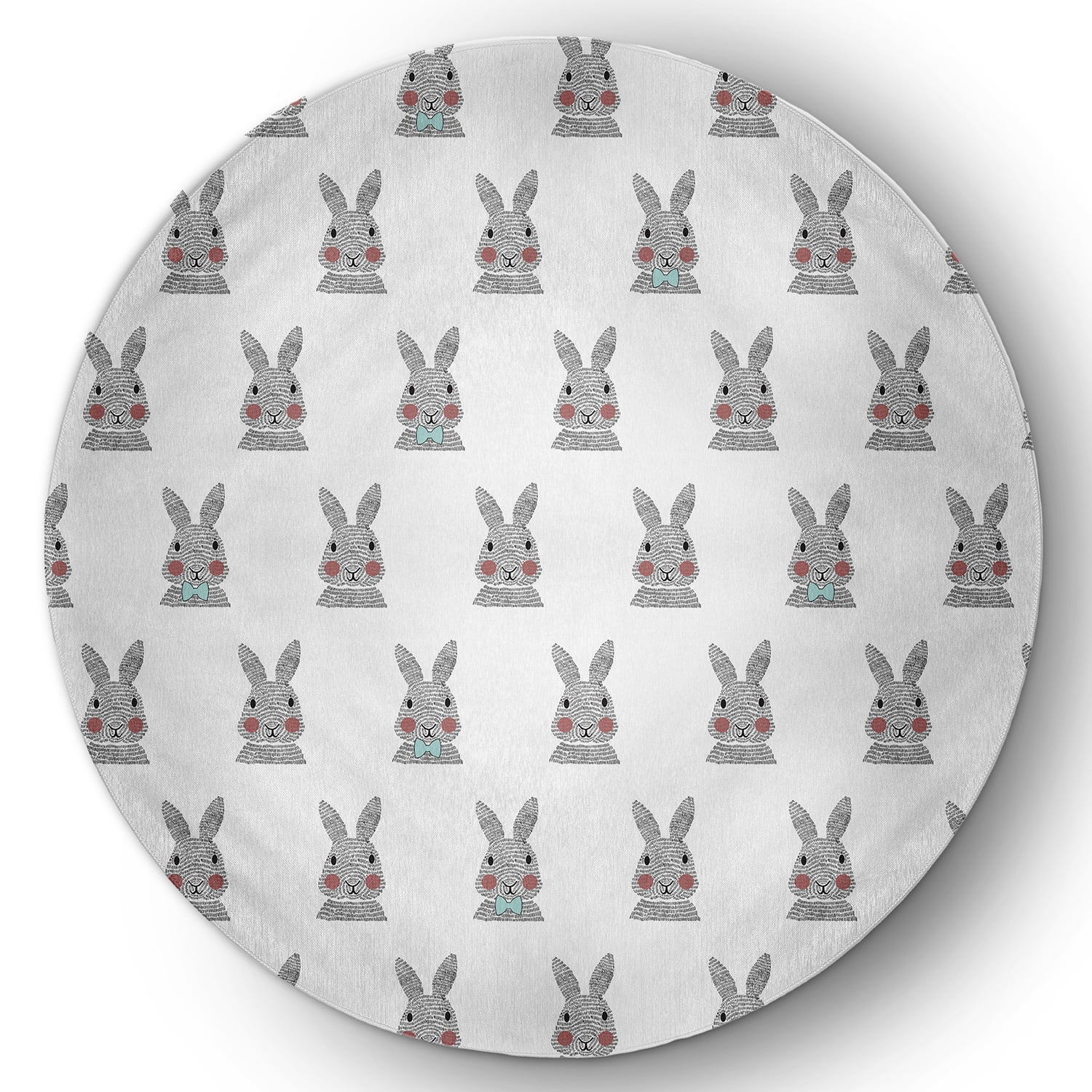 Simply Daisy 5' Round Wave Top Blue Bunny Fluffle Easter Chenille Indoor/Outdoor Rug