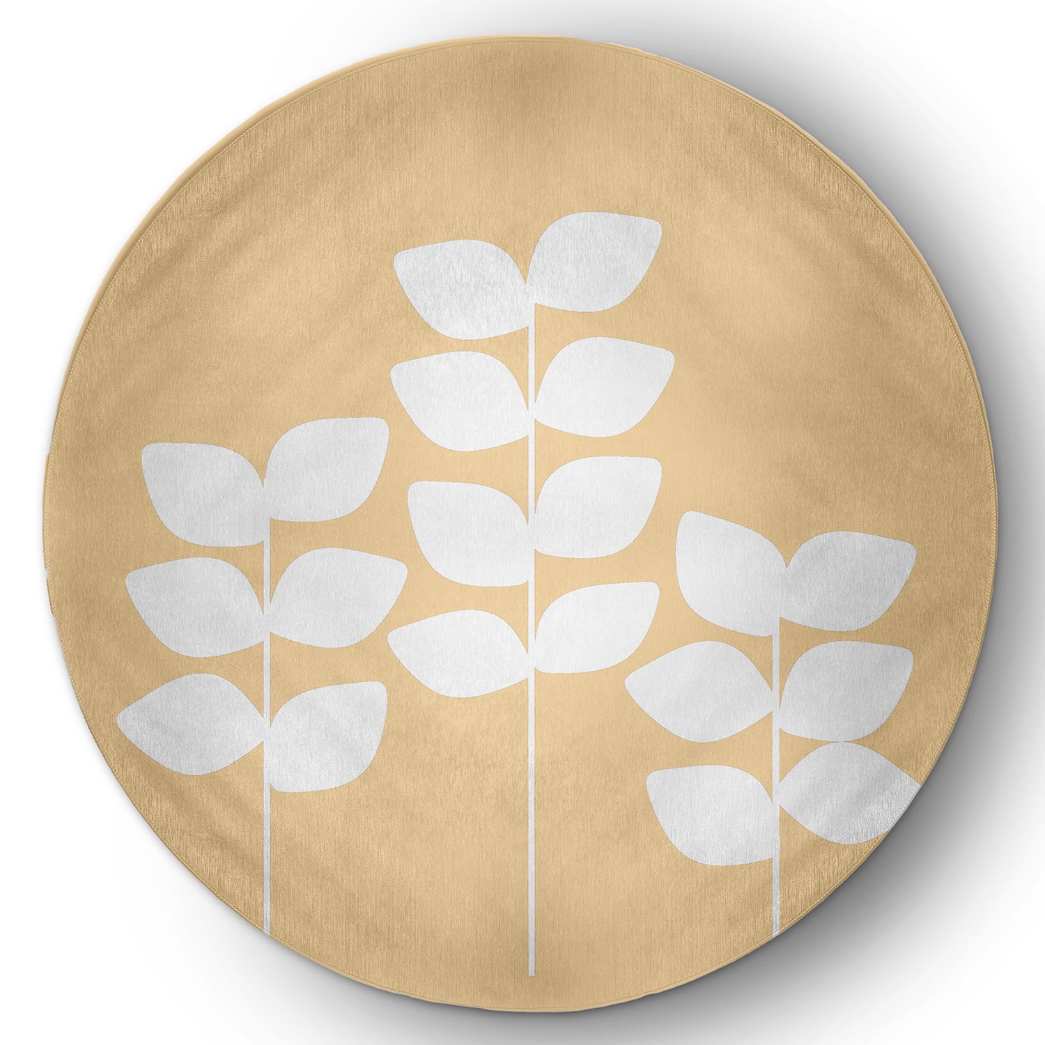Simply Daisy 5' Round Yellow Simple Stems Spring Chenille Indoor/Outdoor Rug