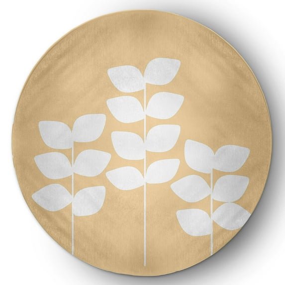 Simply Daisy 5' Round Yellow Simple Stems Spring Chenille Indoor/Outdoor Rug