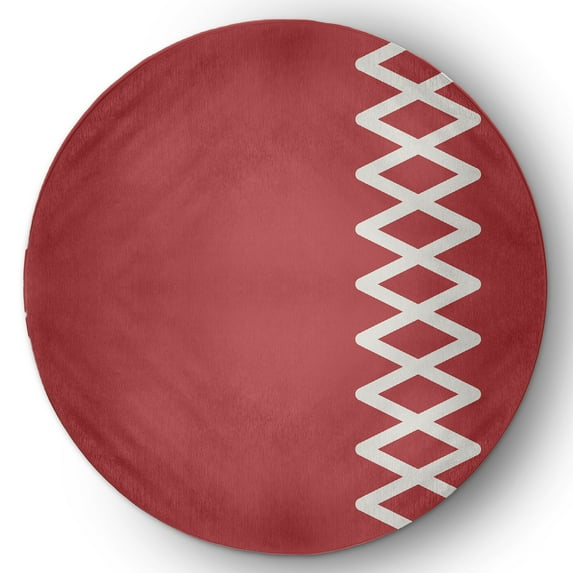 Simply Daisy 5' Round Zipper Stripe Chenille Rug, Ligonberry Red
