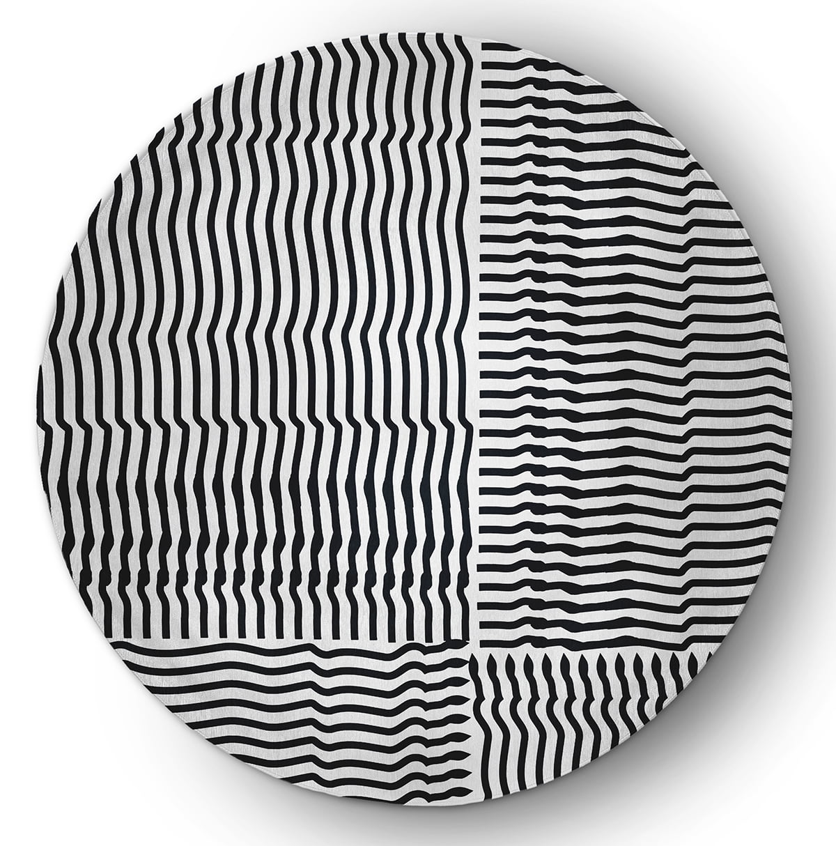 Simply Daisy 5' round Black Geo Circle Indoor/outdoor Rug
