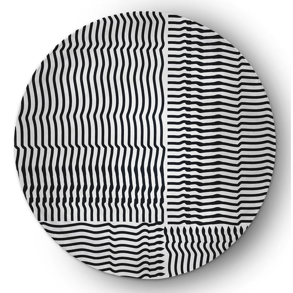 Simply Daisy 5' round Black Geo Circle Indoor/outdoor Rug