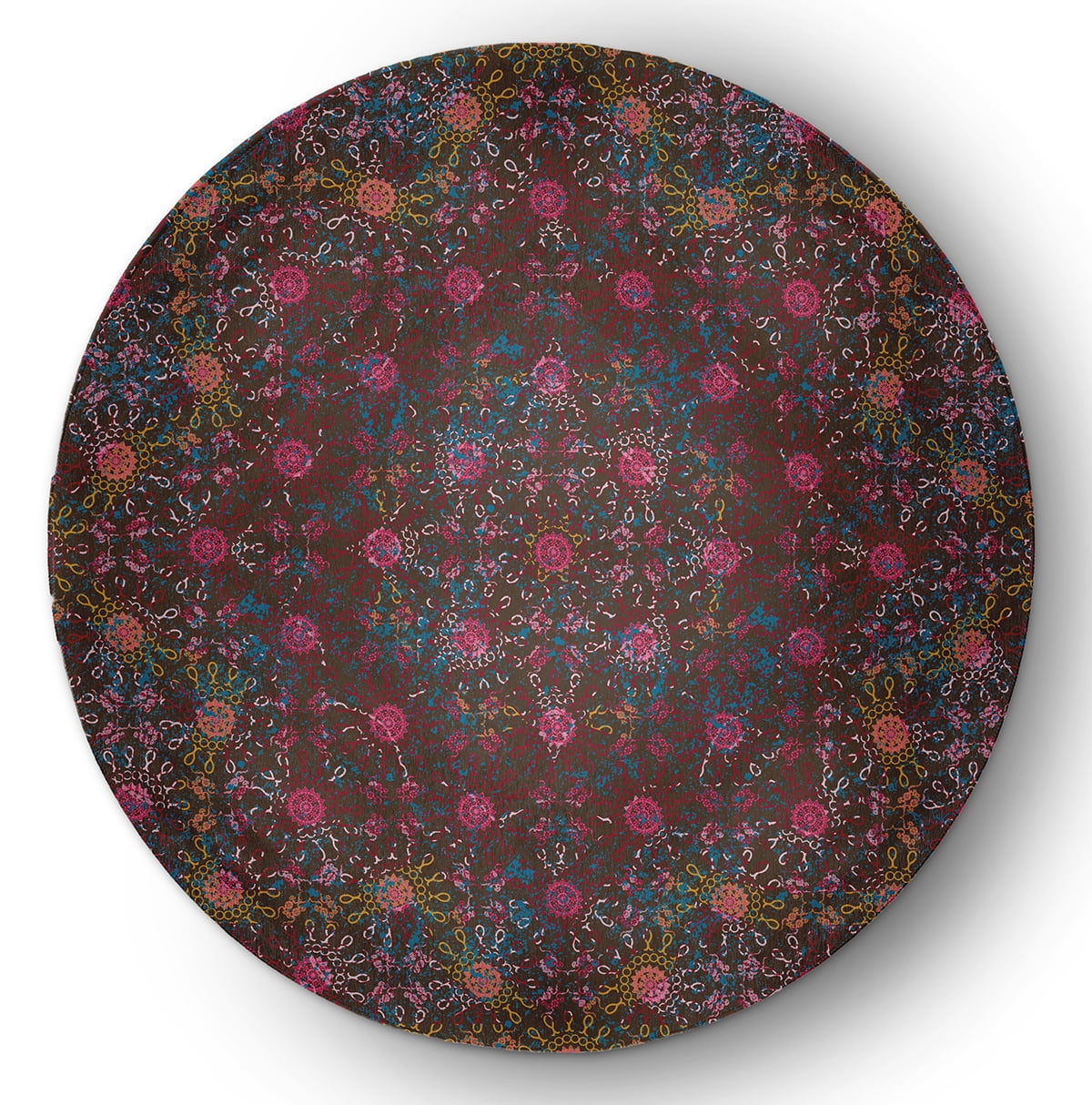 Simply Daisy 5' round Brown Layered Sun Tile Indoor/outdoor Rug