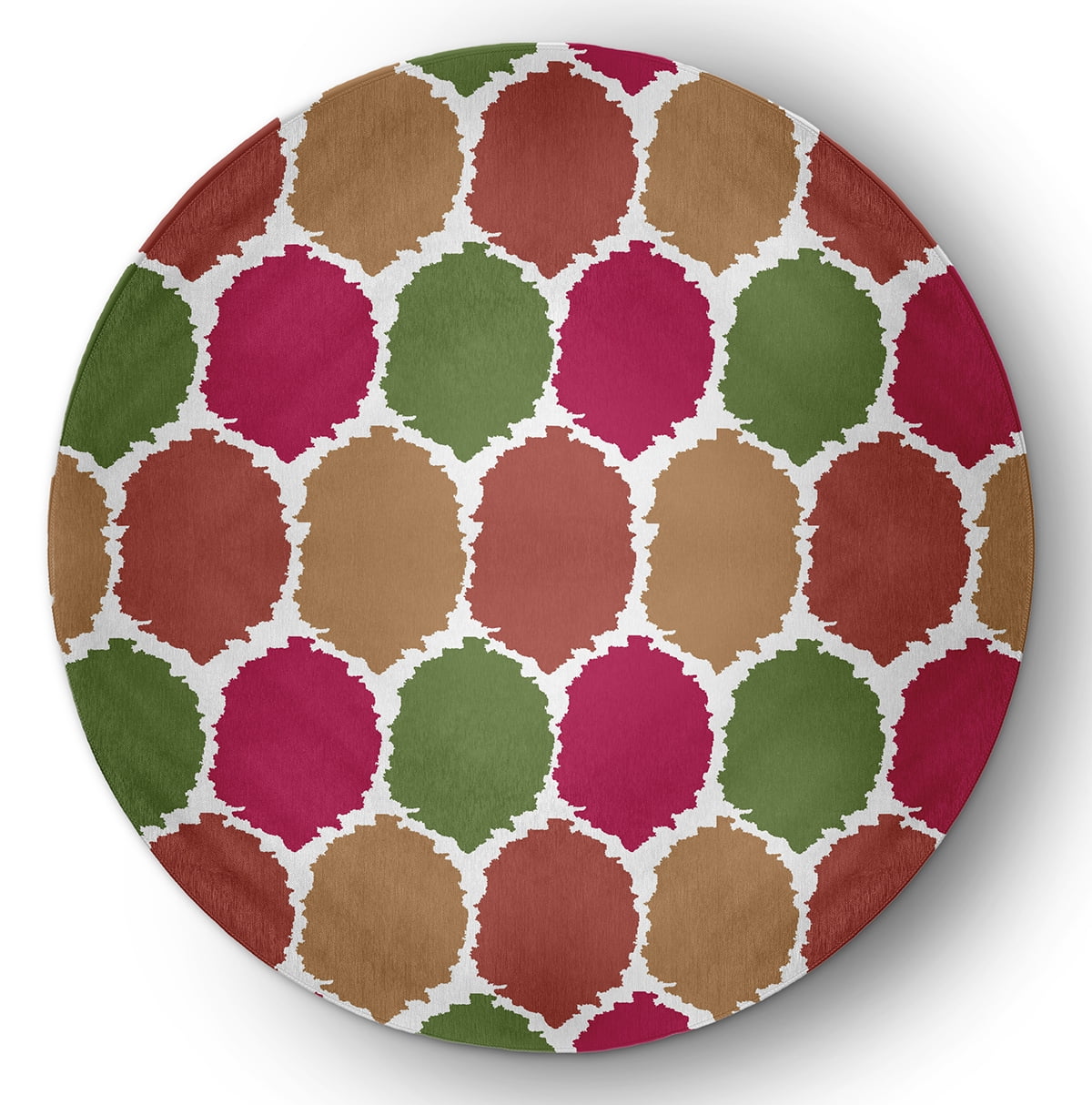 Simply Daisy 5' round Burnt Orange Geometric Indoor/outdoor Rug