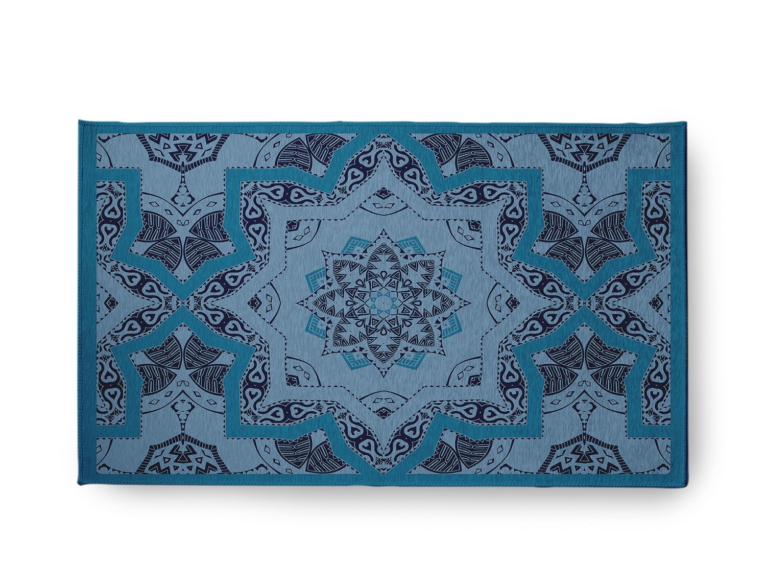 Simply Daisy 5' round Desert Turquoise Rattan Geometric Indoor/outdoor Rug