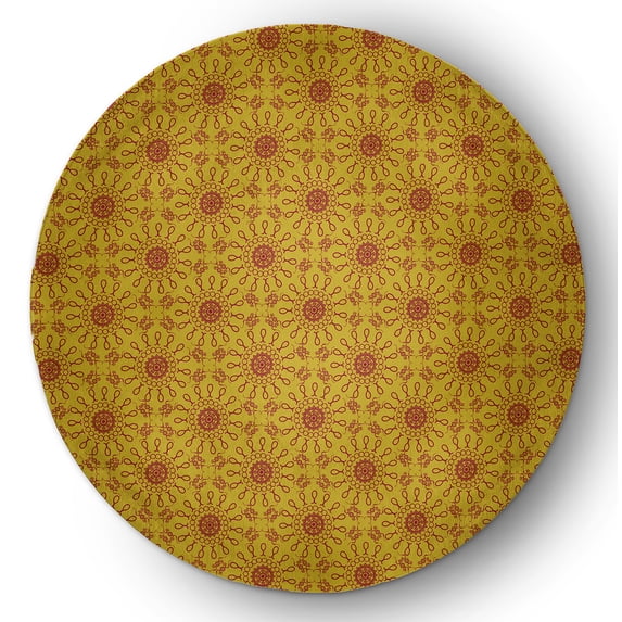 Simply Daisy 5' round Mustard Sun Tile Indoor/outdoor Rug